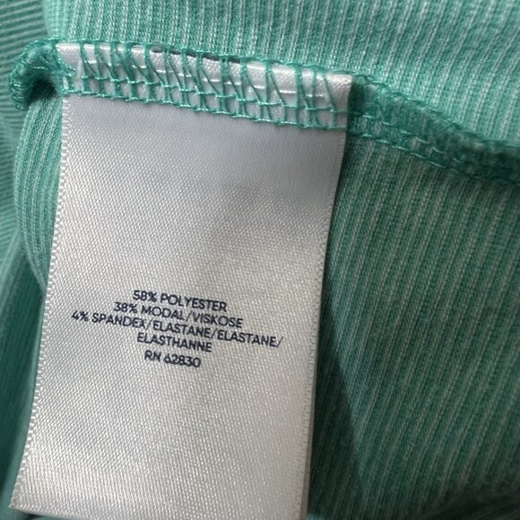 Lands End Long Sleeve Mock Neck Top Womens Large Stripe Layering Thumbhole - Picture 5 of 8